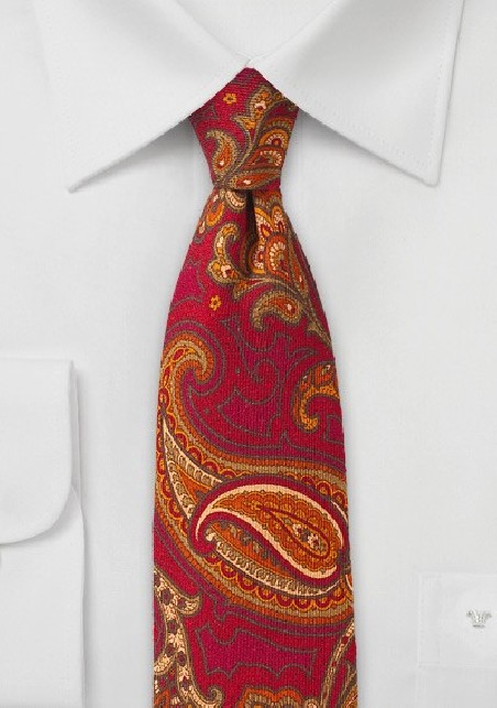 Vintage Wool Paisley Tie in Skinny Cut