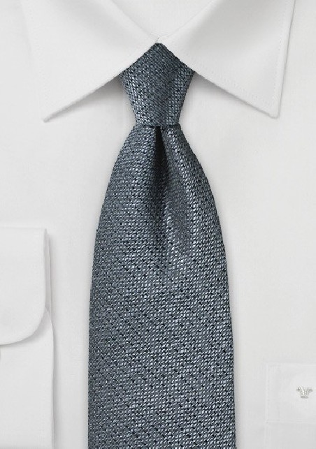 Textured Silk Tie in Metallic Gray