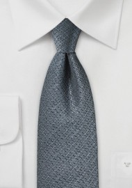 Textured Silk Tie in Metallic Gray
