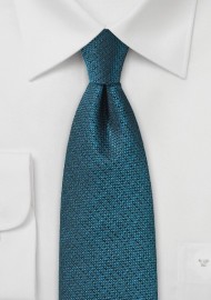 Metallic Teal Blue Textured Silk Tie
