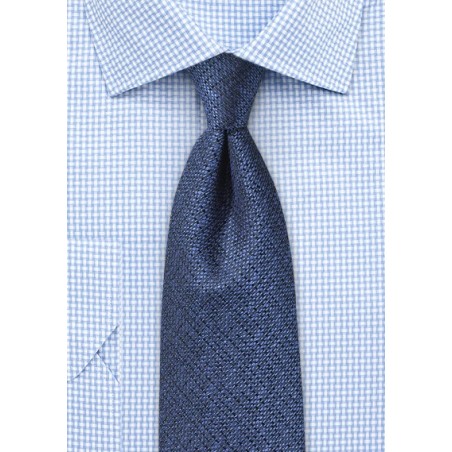 Metallic Blue Textured Silk Tie