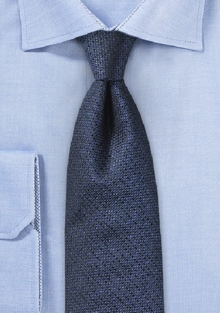 Textured Designer Silk Tie in Dark Navy
