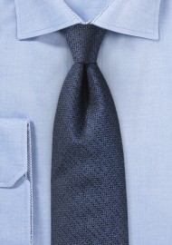 Textured Designer Silk Tie in Dark Navy