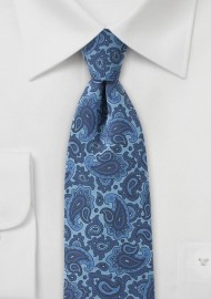 Unique Skinny Paisley Tie in Blue