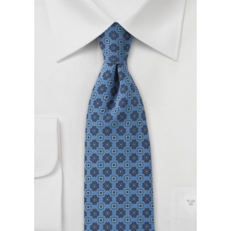 Geometric Skinny Tie in Blue Jean Color