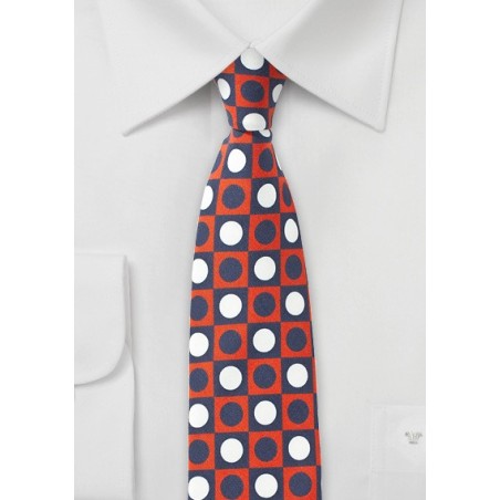 Retro Skinny Tie in Orange, White, and Blue