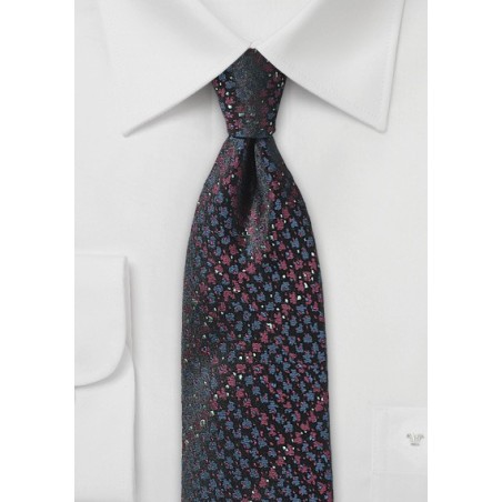 Blue and Burgundy Snake Skin Skinny Tie