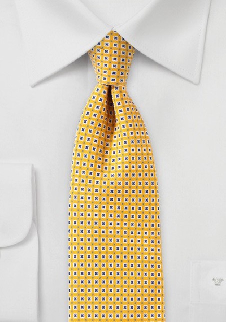 Canary Yellow Foulard Print Tie