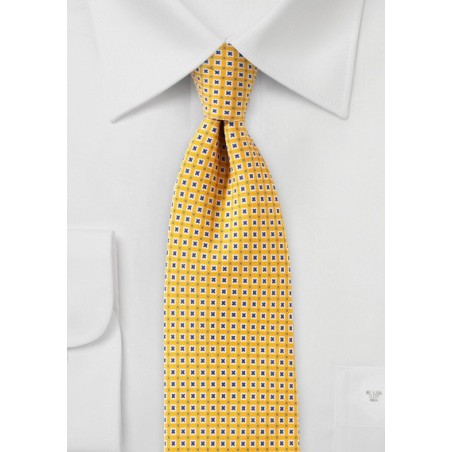 Canary Yellow Foulard Print Tie