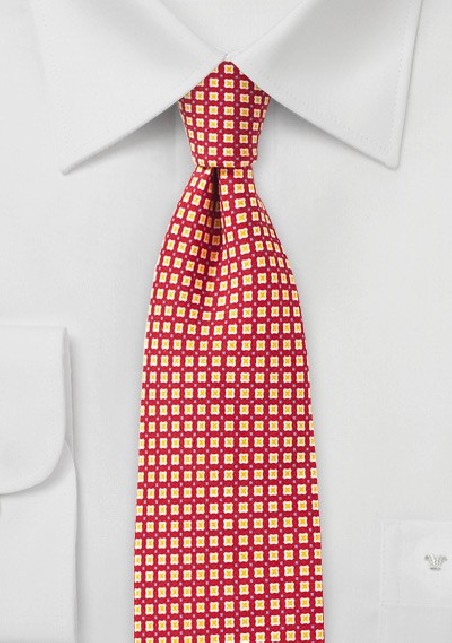 Bright Red Foulard Skinny Tie