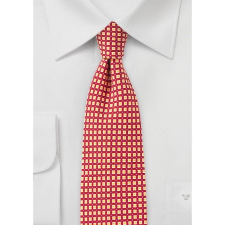 Bright Red Foulard Skinny Tie