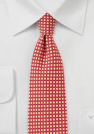 Bright Red Foulard Skinny Tie