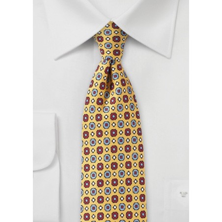 Graphics Print Tie in Yellow, Blue, and Red