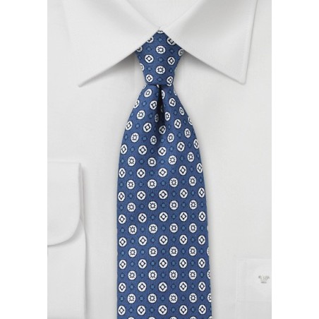 Modern Graphic Print Tie in Blue and White