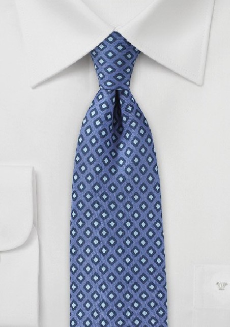 Diamond Check Tie in Classic Blue