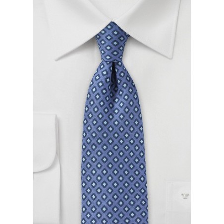 Diamond Check Tie in Classic Blue