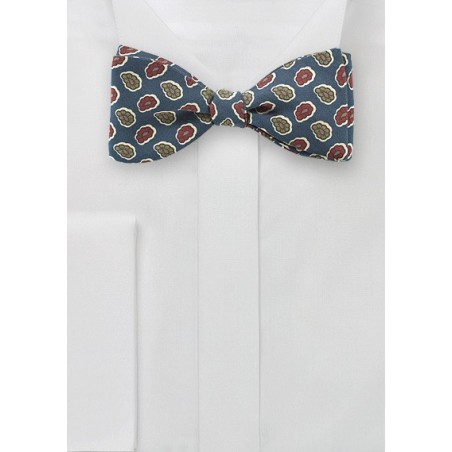 Vintage Paisley Bow Tie in Teal