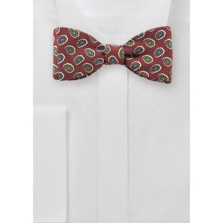 Vintage Paisley BowTie in Classic Red
