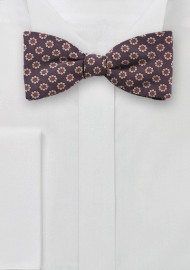 Vintage Floral Print Bow Tie in Burgundy