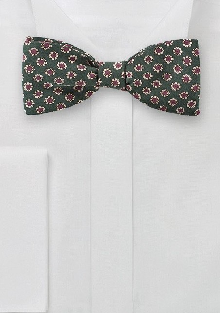 Floral Bow Tie in Olive