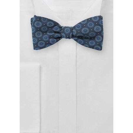 Medallion Bow Tie in Denim Blue