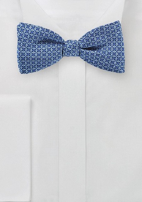Graphic Print Bow Tie in Blue Ink