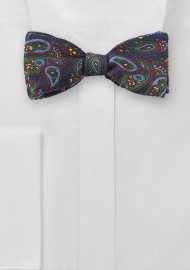 Colorful Wool Paisley Bow Tie