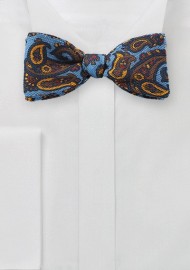 Wool Paisley Bowtie in French Blue