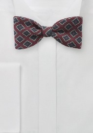 Diamod Print Bow Tie in Deep Burgundy