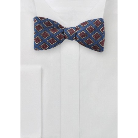 Diamond Check Bow Tie in Blue and Red