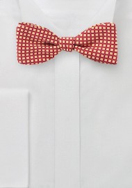 Foulard Print Bow Tie in Red and Orange