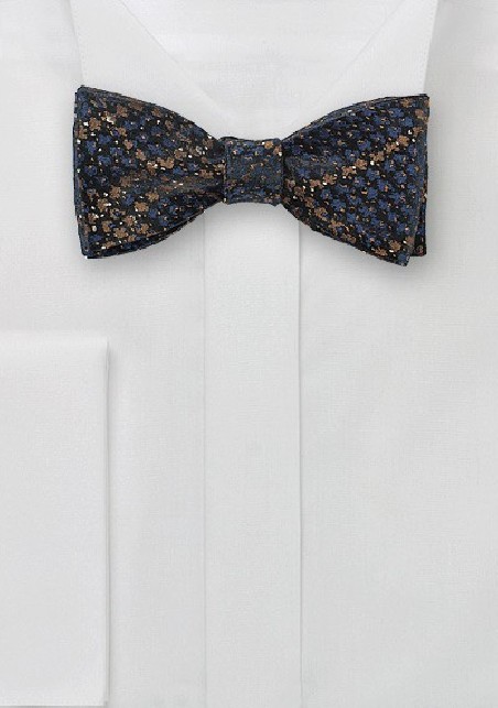 Snake Skin Design Bow Tie in Copper and Blue