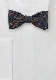Snake Skin Design Bow Tie in Copper and Blue