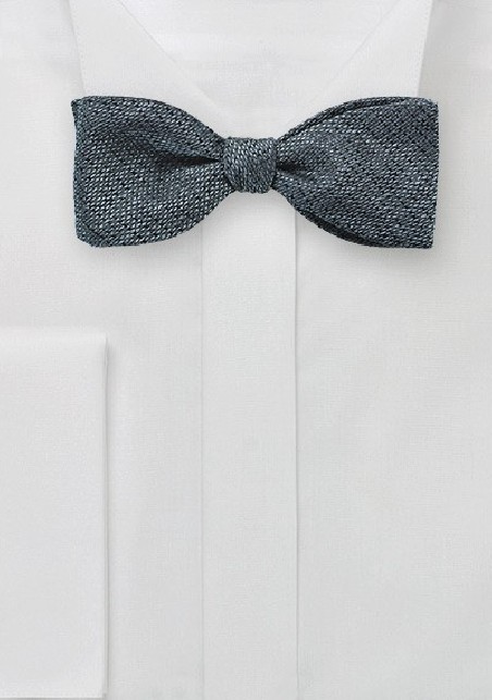 Textured Woven Bow Tie in Metallic Gray
