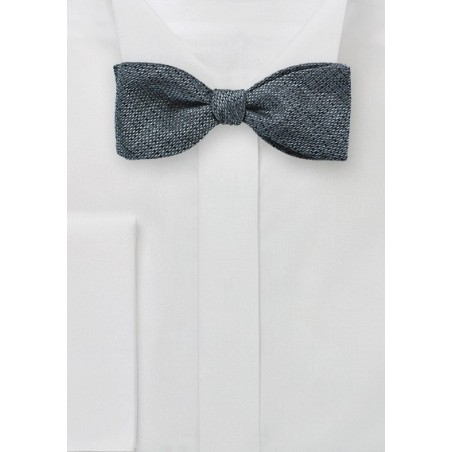 Textured Woven Bow Tie in Metallic Gray