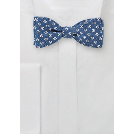 Geo Print Bow Tie in Blue and White