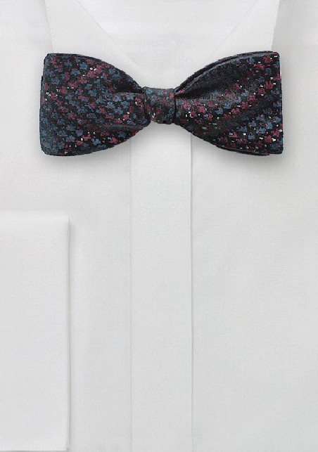 Blue Burgundy Snake Skin Design Bow Tie
