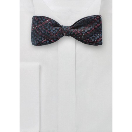 Blue Burgundy Snake Skin Design Bow Tie