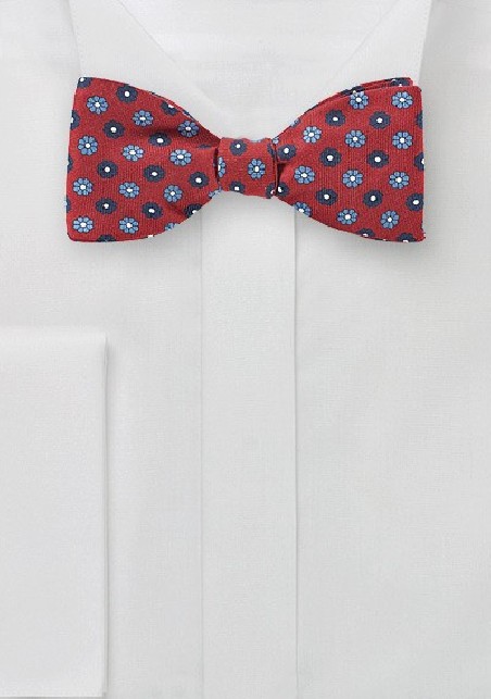Summer Flower Print Bow Tie in Cherry