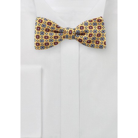 Geo Print Bow Tie in yellow, Blue, and Red
