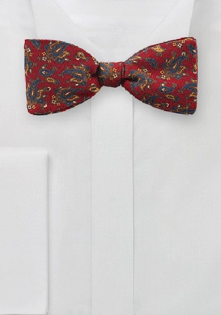 Classic Paisley Bow Tie in Wool
