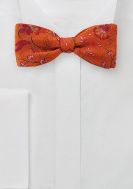 Wool Floral Bow Tie in Deep Orange