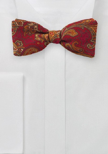 Vintage Paisley Bow Tie in Red