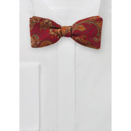Vintage Paisley Bow Tie in Red
