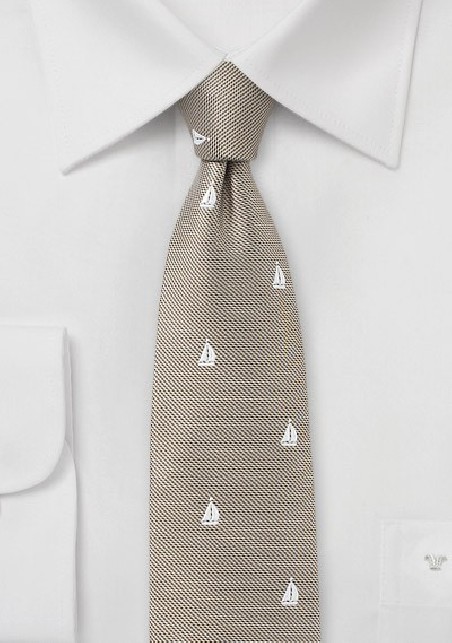 Nautical Sailboat Tie in Beige