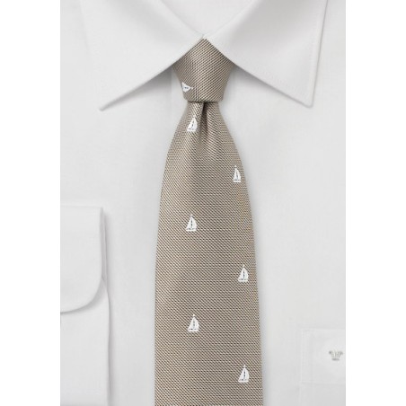Nautical Sailboat Tie in Beige