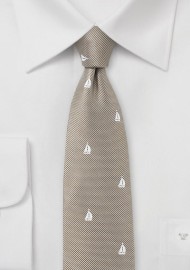 Nautical Sailboat Tie in Beige