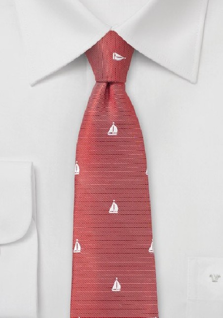 Nautical Skinny Tie in Red