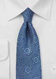 Indigo Blue Woven Medallion Print Tie