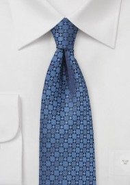Geometric Check Tie in Indigo